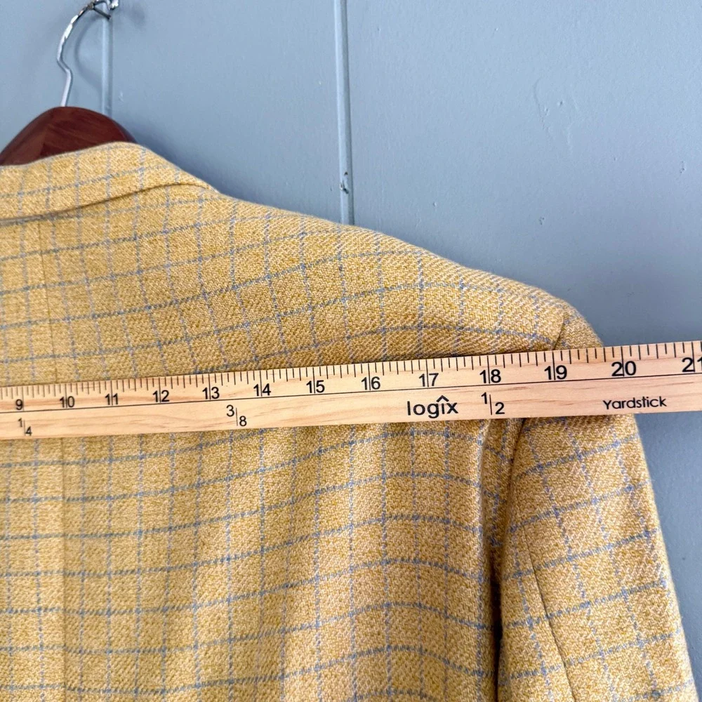 Vtg Maus & Hoffman 100% Cashmere Blazer Mens 42R Yellow Windowpane Quiet Luxury